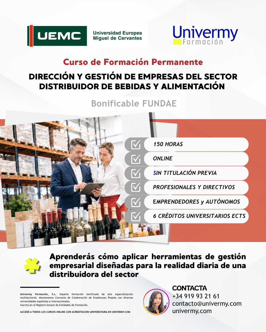 Cartel del curso de Dirección y Gestión de Empresas del Sector Distribuidor de Bebidas y Alimentación