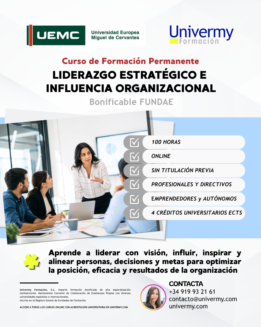 Cartel del curso de Liderazgo Estratégico e Influencia Organizacional