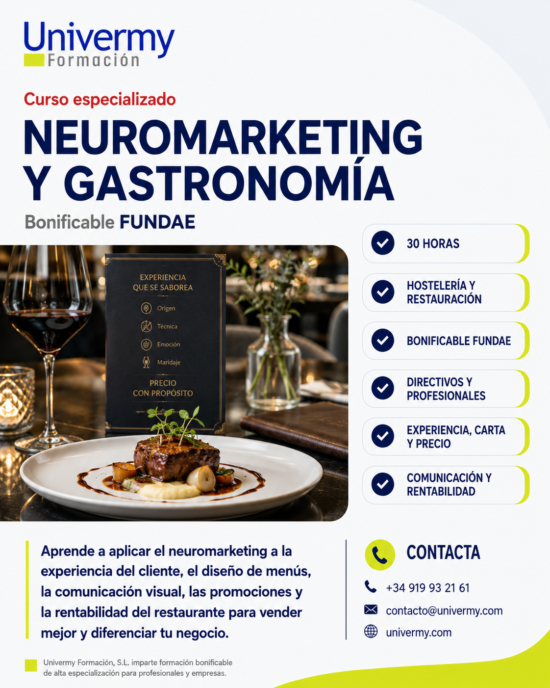 Cartel del curso Neuromarketing y Gastronomía